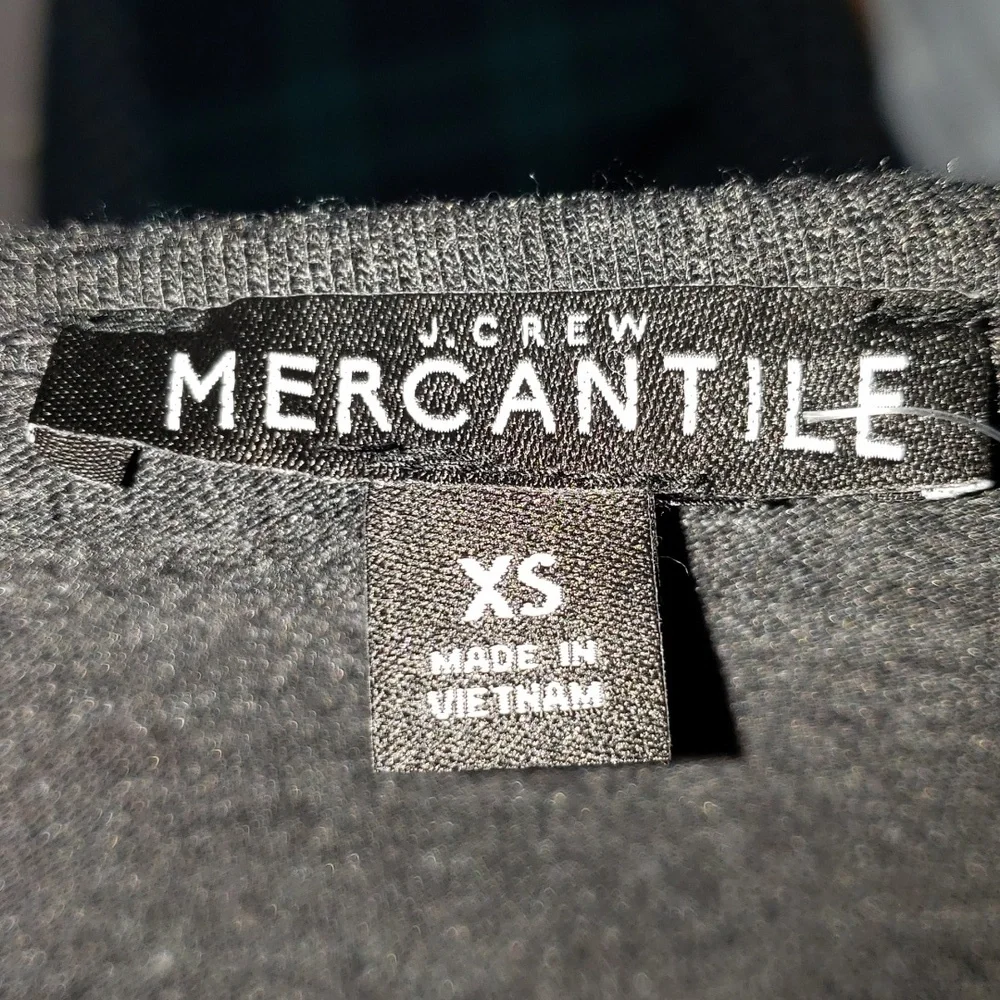 NWT J Crew Mercantile Gray Black Polka Dot Hem Long Sleeve Shirt, Size XS